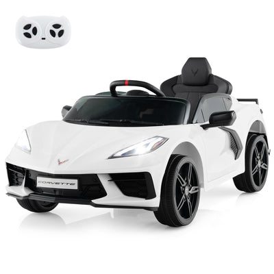 12V Electric Kids Ride On Car Licensed Chevrolet Corvette C8 with Remote Control Ages 3+ Years Old-White