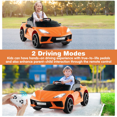 12V Electric Kids Ride On Car Licensed Chevrolet Corvette C8 with Remote Control Ages 3+ Years Old-Orange