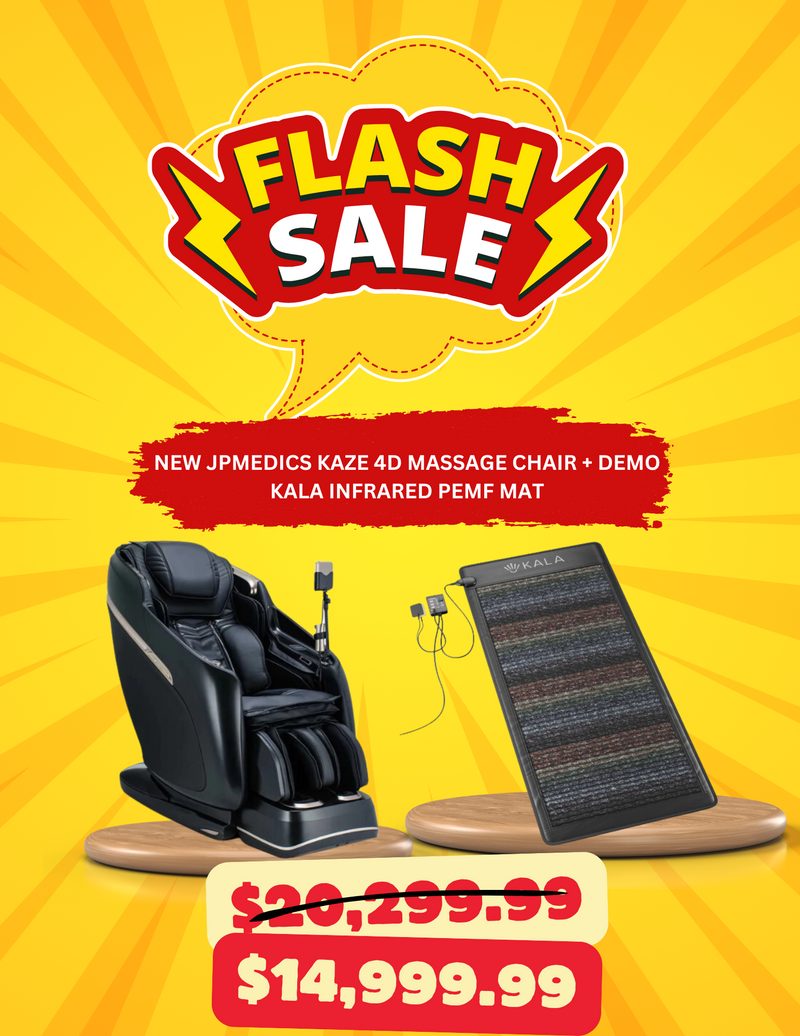 Combo Package: JP Medics-Kaze 4D Fully Loaded Massage Chair + Demo Kala Infrared PEMF Mat  -Japan Made-AI Technology-Chair Doctor With Chiro Twist-Massage Chair