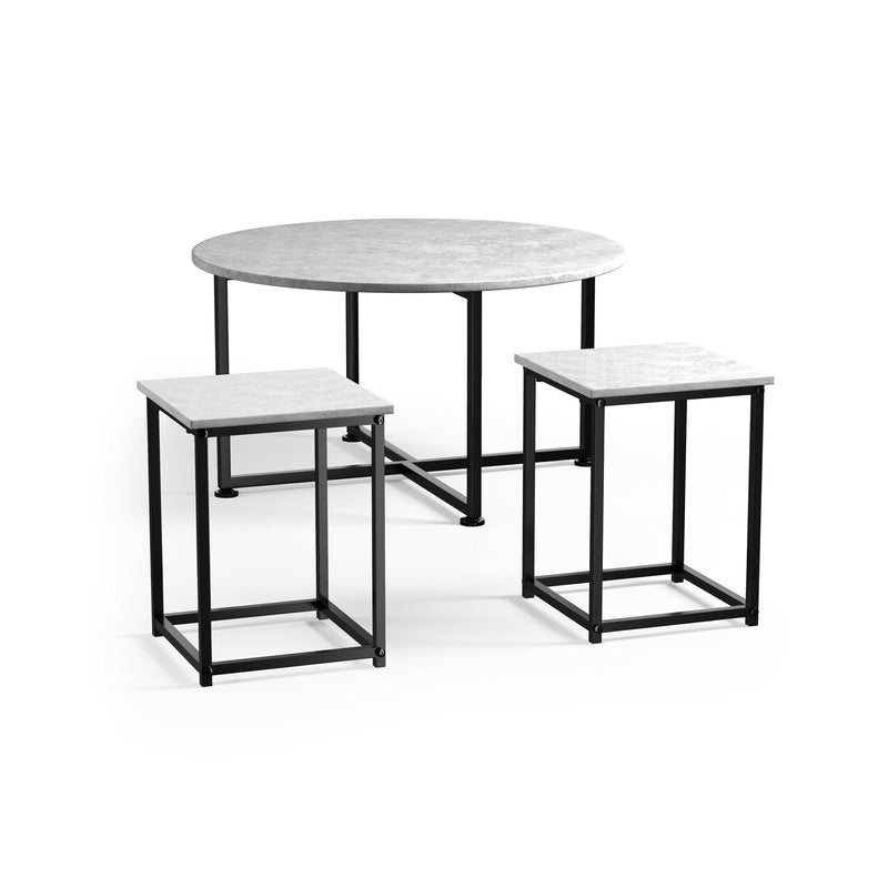 3-Piece Modern Faux Marble Coffee Table Set for Living Room-Gray