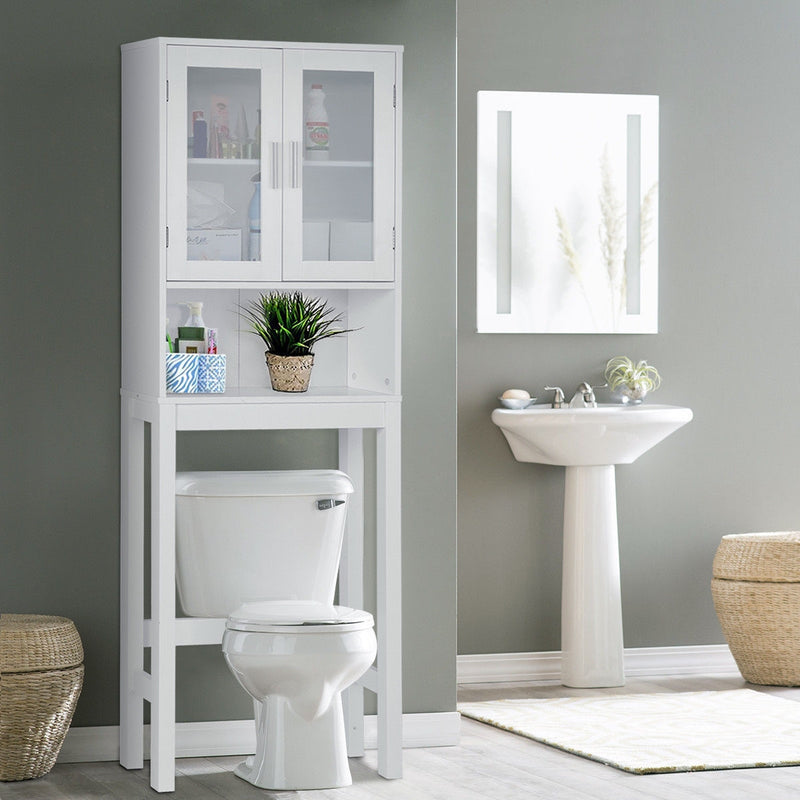 Wooden over the toilet Storage Cabinet with Tower Rack