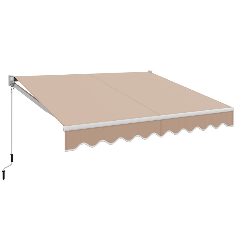 10FT x 8FT Retractable Shade Patio Awning with Crank Handle-Beige - Relaxacare