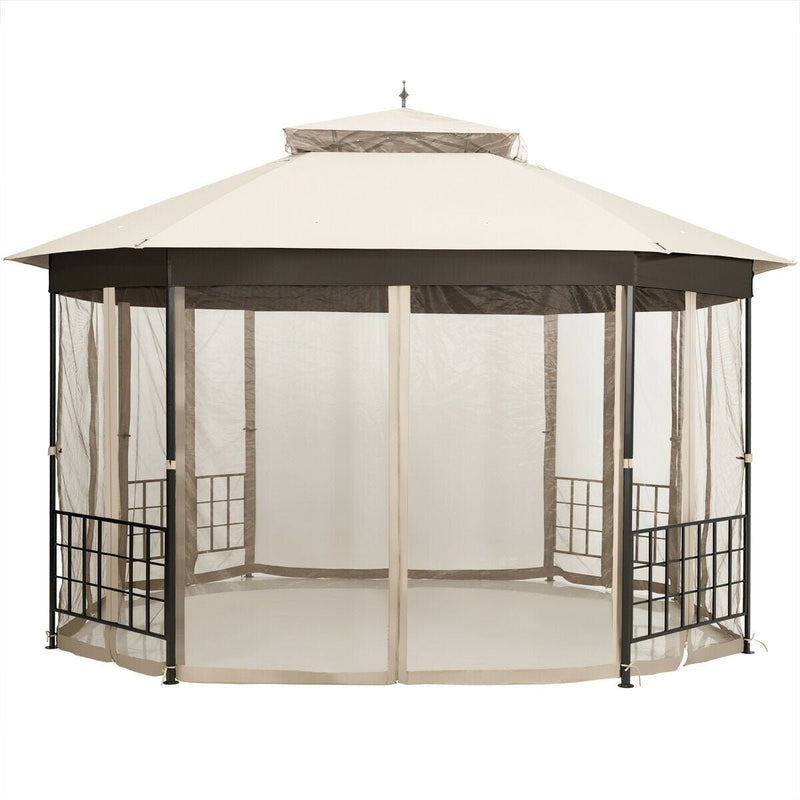 10’x 12’ Octagonal Patio Gazebo with Mosquito Net - Relaxacare