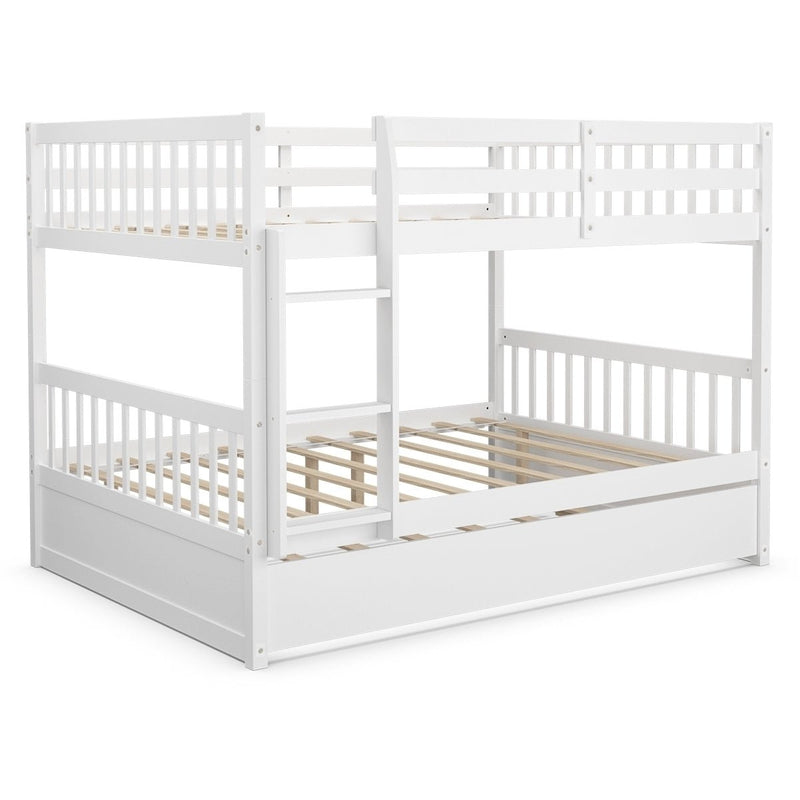 1111Full over Full Bunk Bed Platform Wood Bed with Ladder - Relaxacare