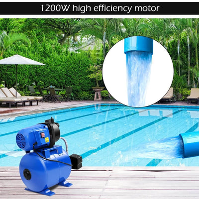 1200W Garden Water Pump Shallow Well Pressurized Home Irrigation 1000GPH - Relaxacare