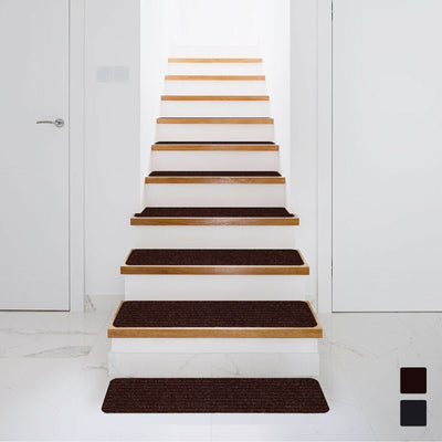 15 Pieces 30 x 8 Inch Slip Resistant Soft Stair Treads Carpet-Brown - Relaxacare