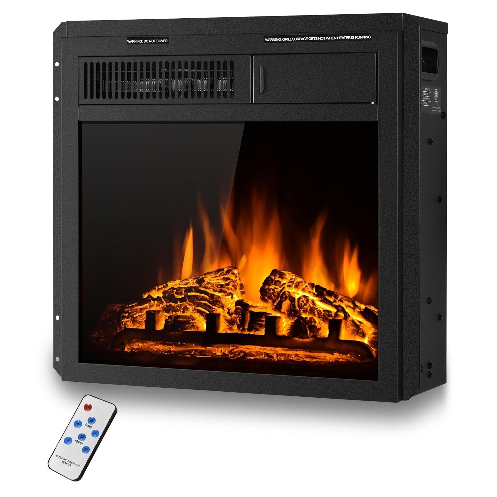 18-Inch Electric Fireplace Insert Freestanding And Recessed Heater Log