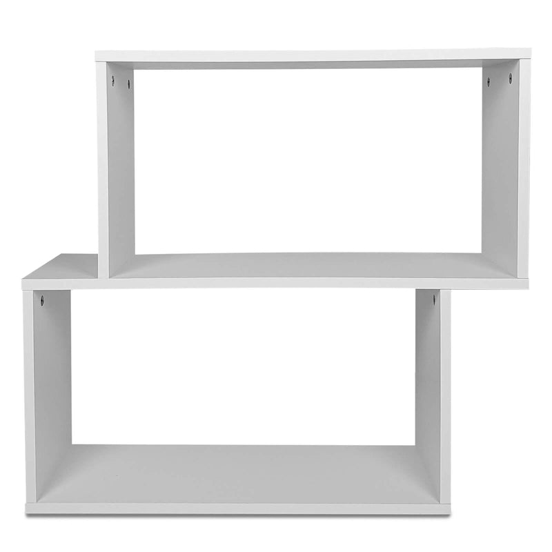 2-tier Irregular Wood Bookshelf for Home and Office-White - Relaxacare