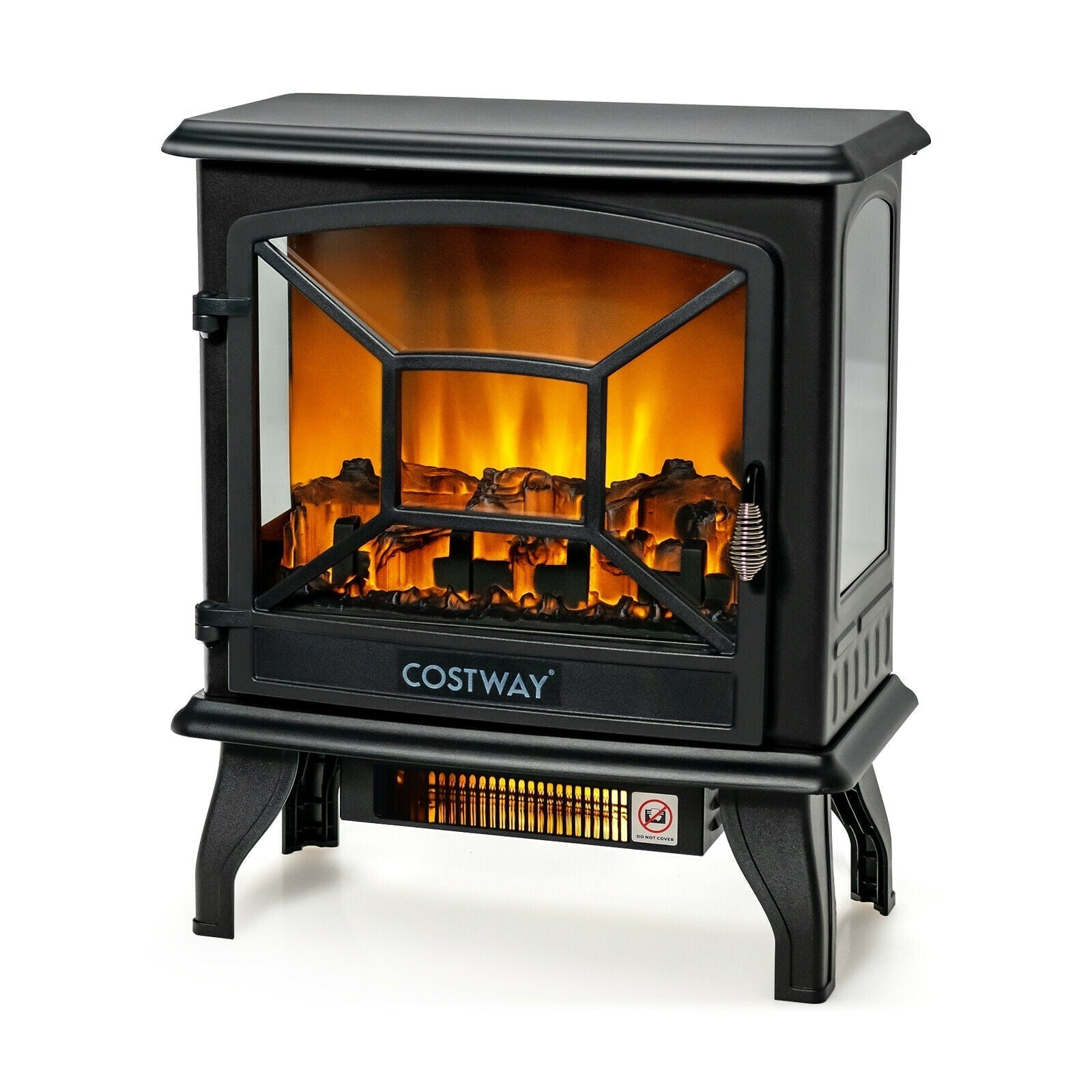 20 Inch 1400 W Freestanding Electric Fireplace with Realistic Flame-Bl