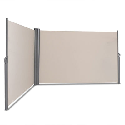 237 x 71 Inch Patio Retractable Double Folding Side Awning Screen Divider - Relaxacare