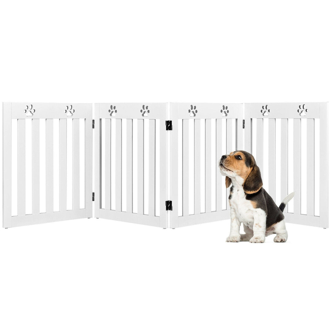 24 Inch Folding Wooden Freestanding Pet Gate Dog Gate with 360 Hinge