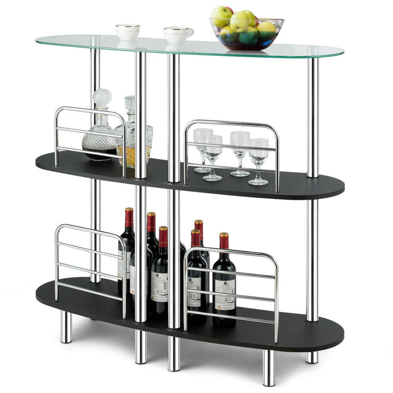 3-tier Bar Cabinets Table with Tempered Glass Top - Relaxacare