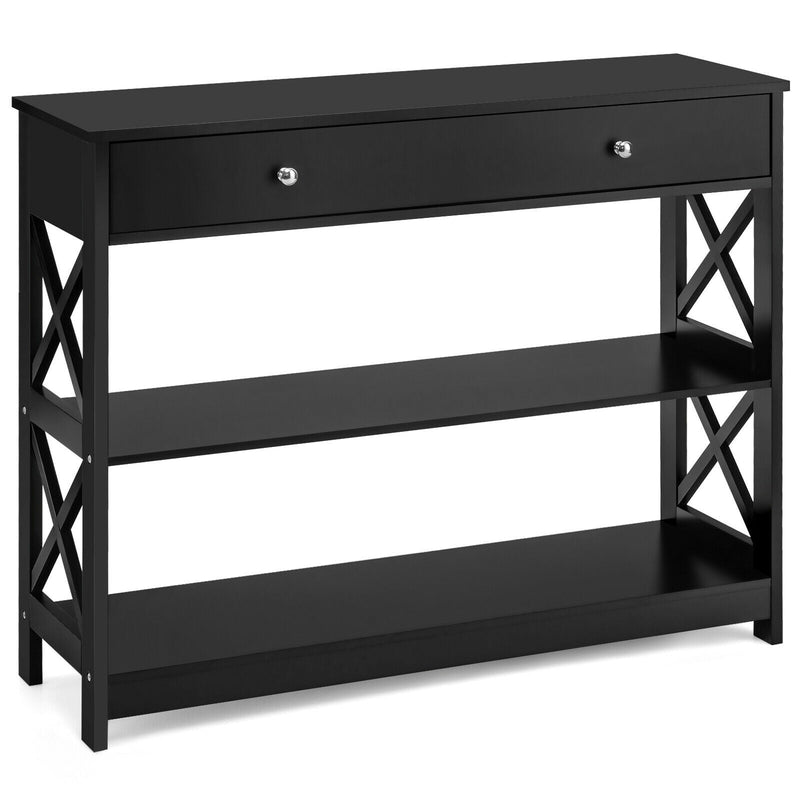 3-Tier Console Table with Drawers for Living Room Entryway - Relaxacare