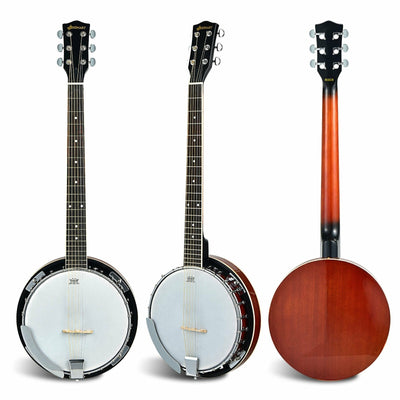 39 Inch Sonart Full Size 6-string 24 Bracket Professional Banjo Instrument with Open Back - Relaxacare