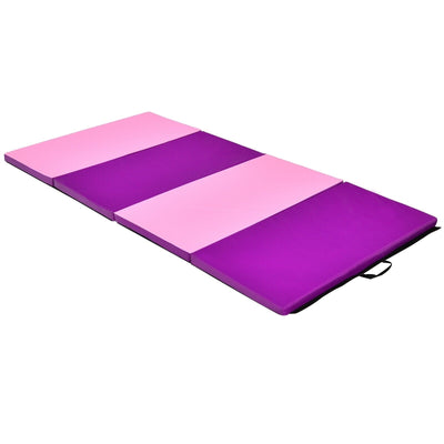 4 Feet x 8 Feet Folding Gymnastics Panel Mat with Handles Hook-Pink - Relaxacare