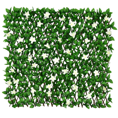 4 Pieces Expandable Faux Ivy Privacy Screen Fence Panel Pack with Flower - Relaxacare