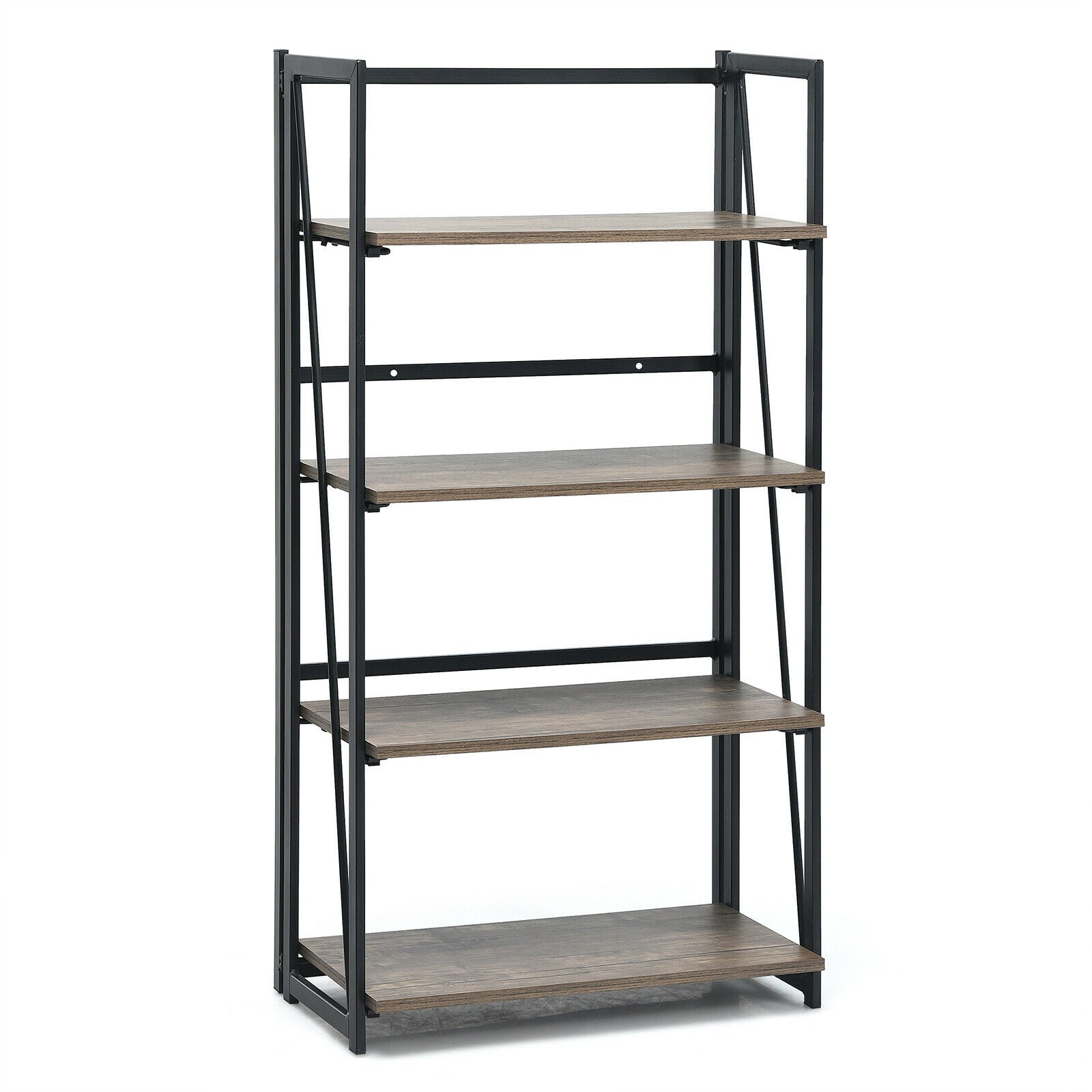 4 Tier Folding Bookshelf No Assembly Industrial Bookcase Display Shelves 607662 ?v=1698951520