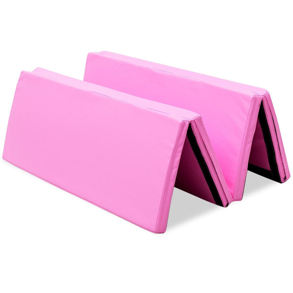 4 x 6 x 2 PU Thick Folding Panel Exercise Gymnastics Mat Pink