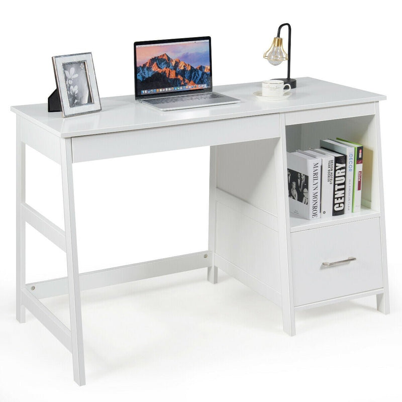 47.5 Inch Modern Home Computer Desk with 2 Storage Drawers-White - Relaxacare