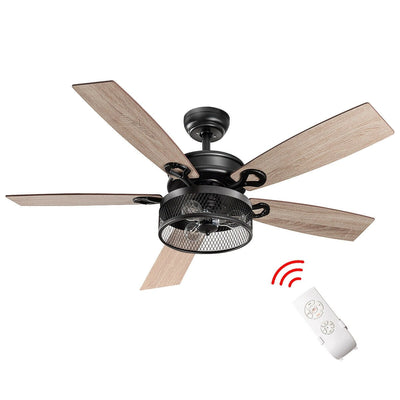 48-Inch Ceiling Fan with 5 Wooden Rustic Reversible Blades - Relaxacare