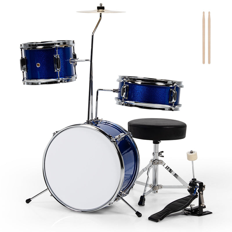 5 Pieces Junior Drum Set with 5 Drums-Blue - Relaxacare