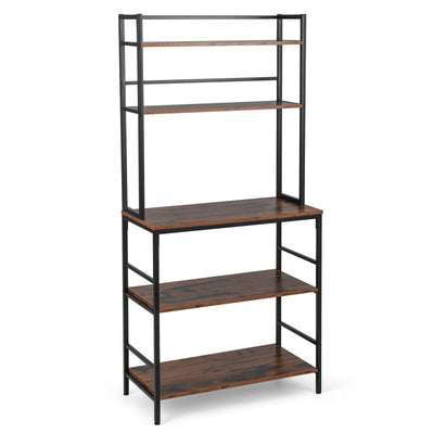 5-Tier Kitchen Bakers Rack with Hutch and Open Shelves - Relaxacare