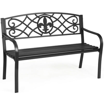 50 Inch Patio Heavy-Duty Metal Garden Bench - Relaxacare