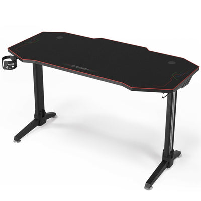 55 Inch T-shaped Computer Desk with Full Mouse Pad and LED Lights - Relaxacare