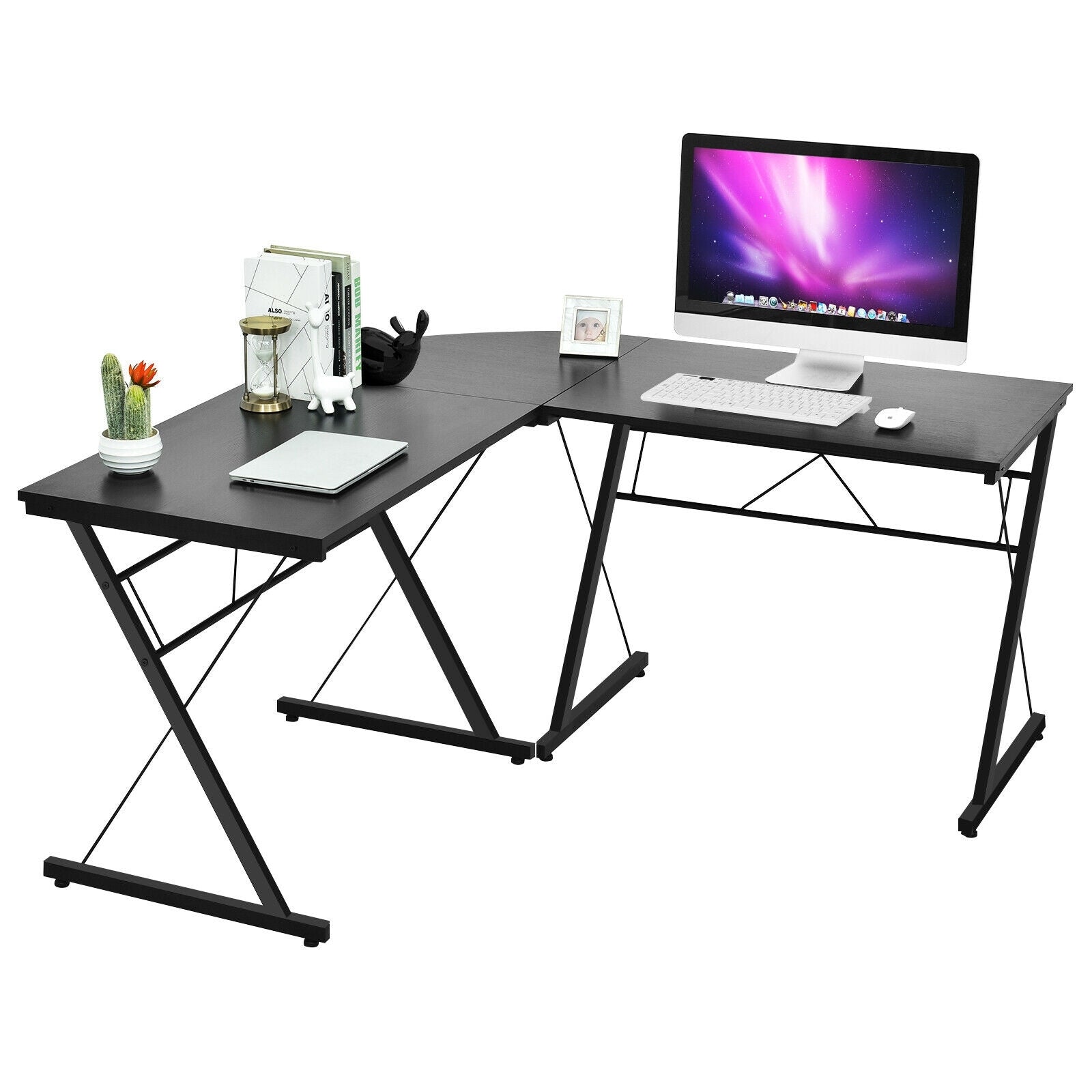 59 Inches L-Shaped Corner Desk Computer Table for Home Office Study Wo