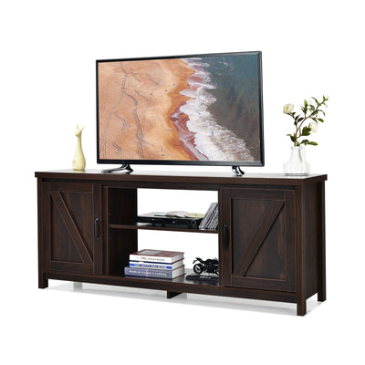 59 Inches TV Stand Media Console Center with Storage Cabinet-Coffee - Relaxacare