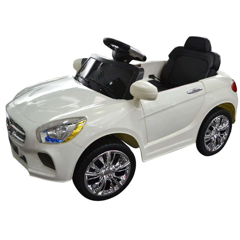 6 V Kids Ride on Car w/ RC + LED Lights + MP3-White - Relaxacare