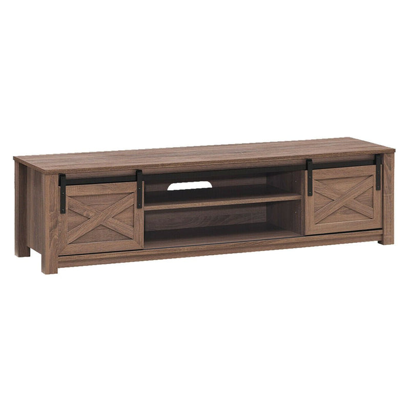 65" Flat Sliding Barn Door TV Stand-Walnut - Relaxacare