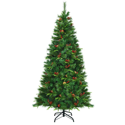 7 Feet Pre-lit Artificial Hinged Christmas Tree with LED Lights-7 ft - Relaxacare