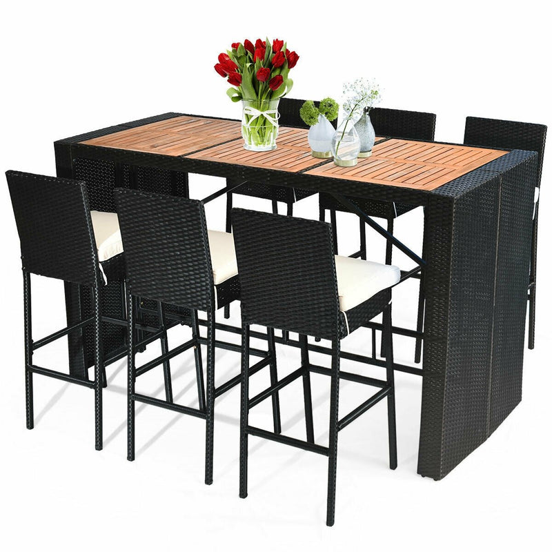 7 Pieces Patio Rattan Wicker Dining Furniture Set - Relaxacare