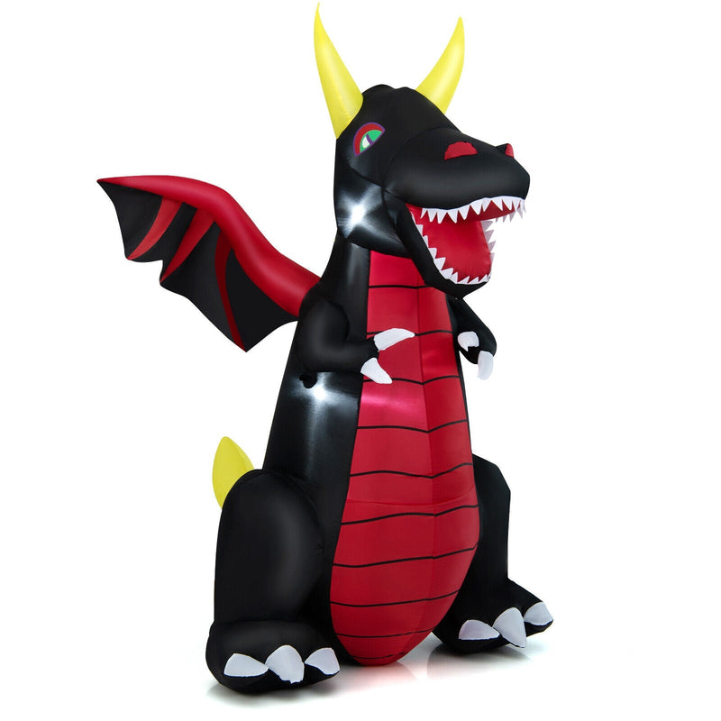 8 Feet Halloween Inflatable Fire Dragon Decoration with LED Lights - Relaxacare