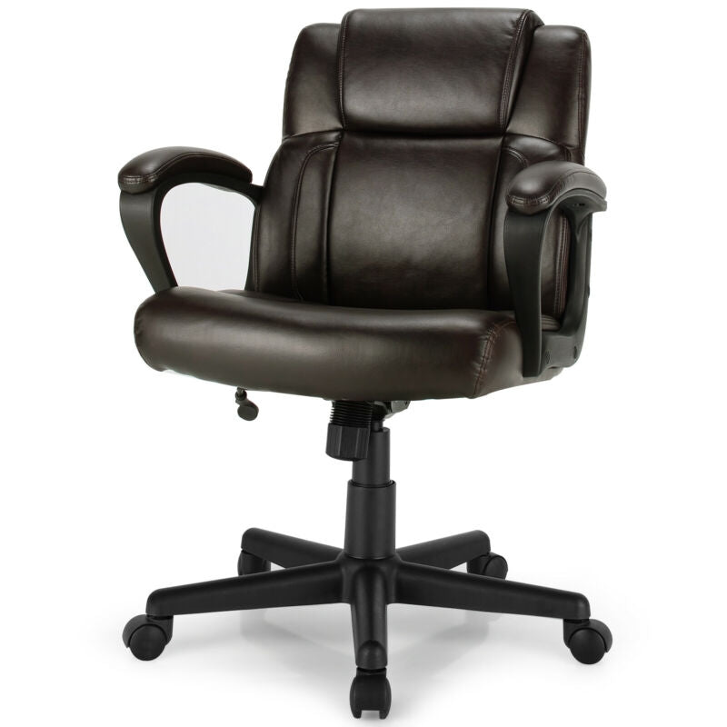 Adjustable Leather Executive Office Chair Computer Desk Chair with Arm