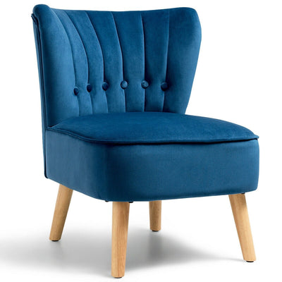 Armless Accent Chair Tufted Velvet Leisure Chair-Blue - Relaxacare