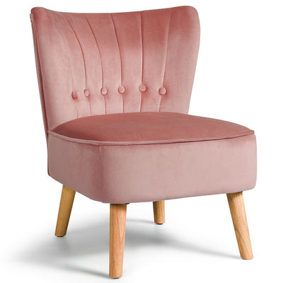 Armless Accent Chair Tufted Velvet Leisure Chair-Pink - Relaxacare