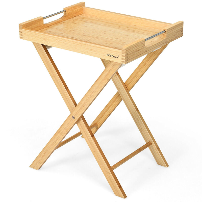 Bamboo Lipped Multi-Functional Snack Side Table-Natural - Relaxacare