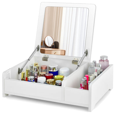 Compact Bay Window Makeup Dressing Table with Flip-Top Mirror - Relaxacare