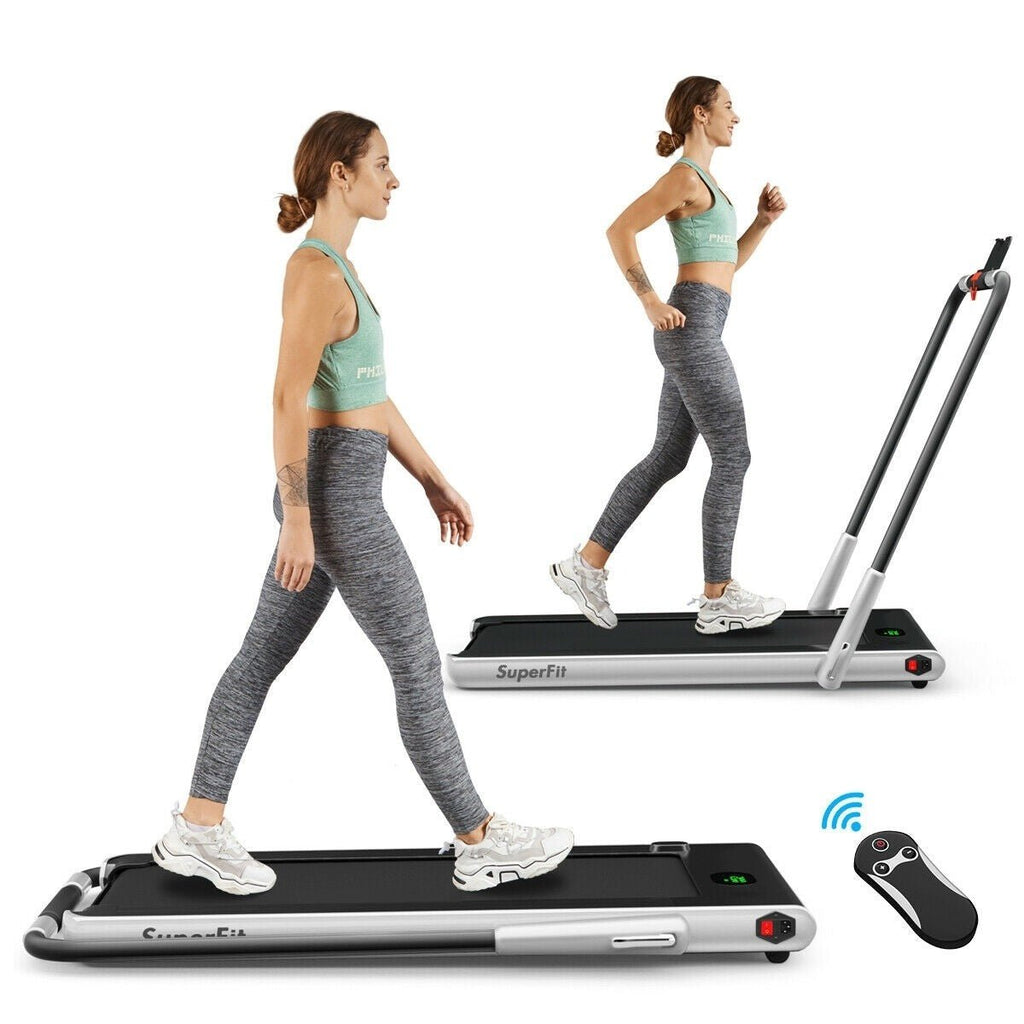 COSTWAY - 2-in-1 Folding Treadmill with Remote Control and LED Display