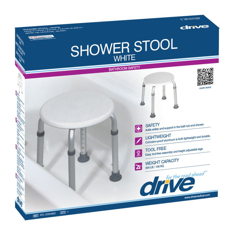 DRIVE MEDICAL - Adjustable Height Bath Stool, White - Relaxacare