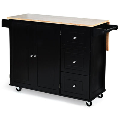 Drop-Leaf Kitchen Island Trolley Cart Wood Storage Cabinet - Relaxacare