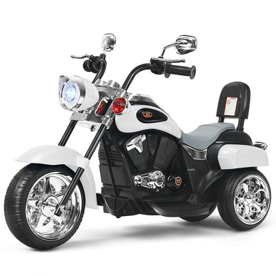 Electric 3 Wheel Kids Ride-on Motorcycle-White - Relaxacare