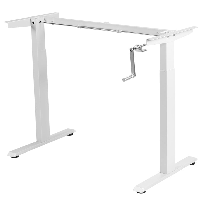 Hand Crank Sit to Stand Desk Frame Height Adjustable Standing Base-White - Relaxacare