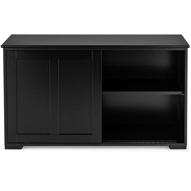 Kitchen Storage Cupboard Cabinet with Sliding Door-Black - Relaxacare