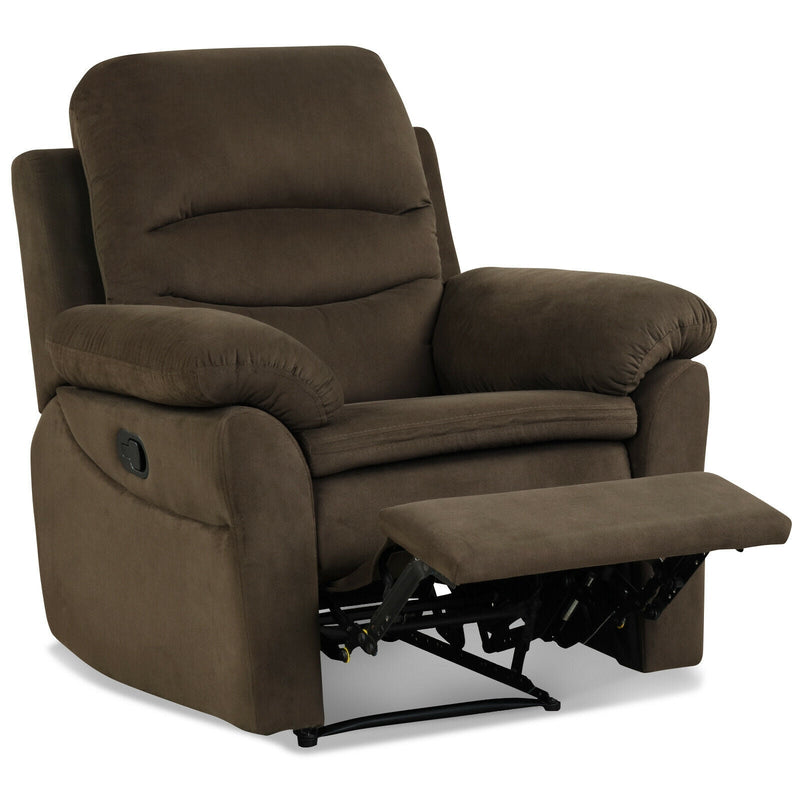 Manual Reclining Single Sofa with Footrest-Brown - Relaxacare