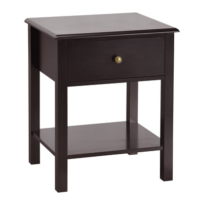 Nightstand End Table with Drawer and Shelf-Brown - Relaxacare