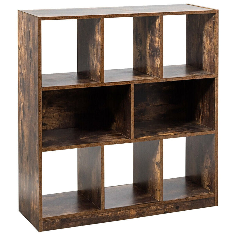 Open Compartments Industrial Freestanding Bookshelf-Brown - Relaxacare