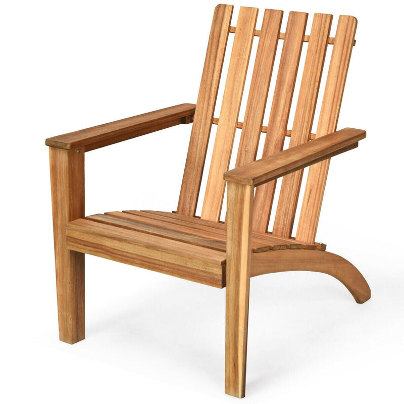 Outdoor Durable Patio Acacia Wood Adirondack Lounge Armchair-Natural - Relaxacare